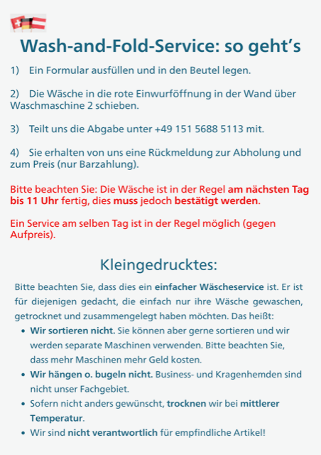 Wash-and-fold service Fluff and fold instructions DE